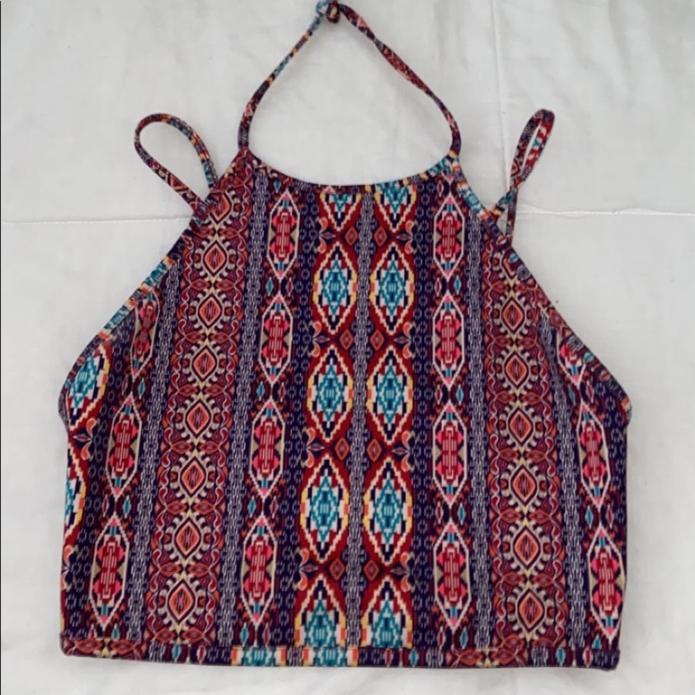 Multi colored crop top halter